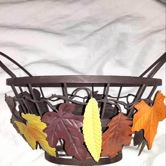 Set of Two Fall Leaves Decorative Metal Baskets - Picture 4 of 5